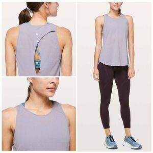 Lululemon Athletica Open Up Tie Back High Neck Tank Top in Lavender Print - Wome